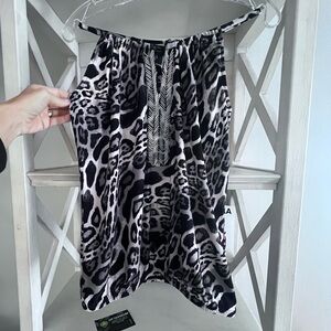 INC Animal Print Halter Tank Top in Black & White